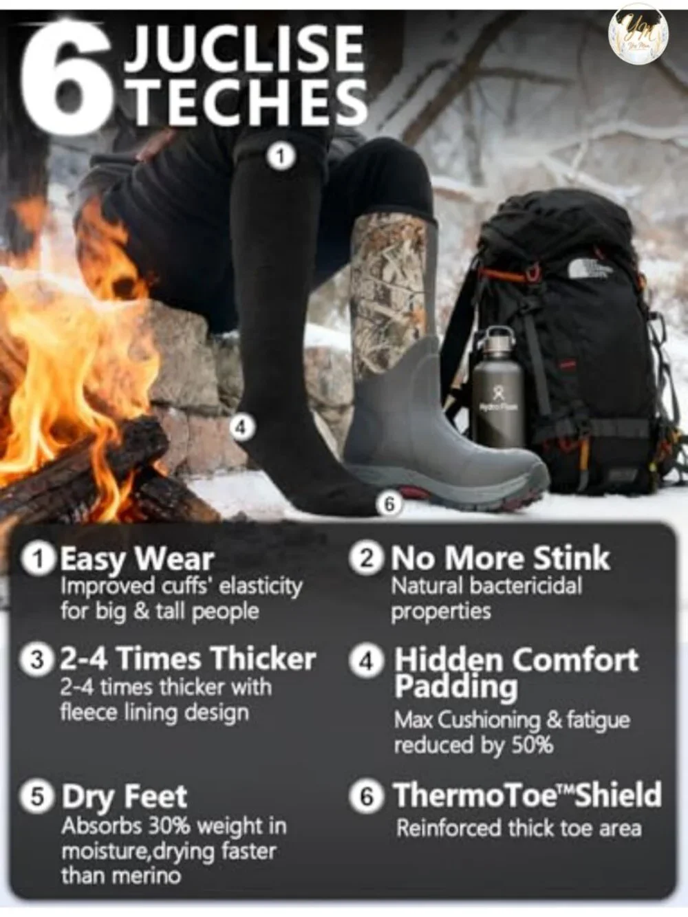 Alpaca Wool Knee-High Compression Socks 15-25mmHg for Hiking Skiing